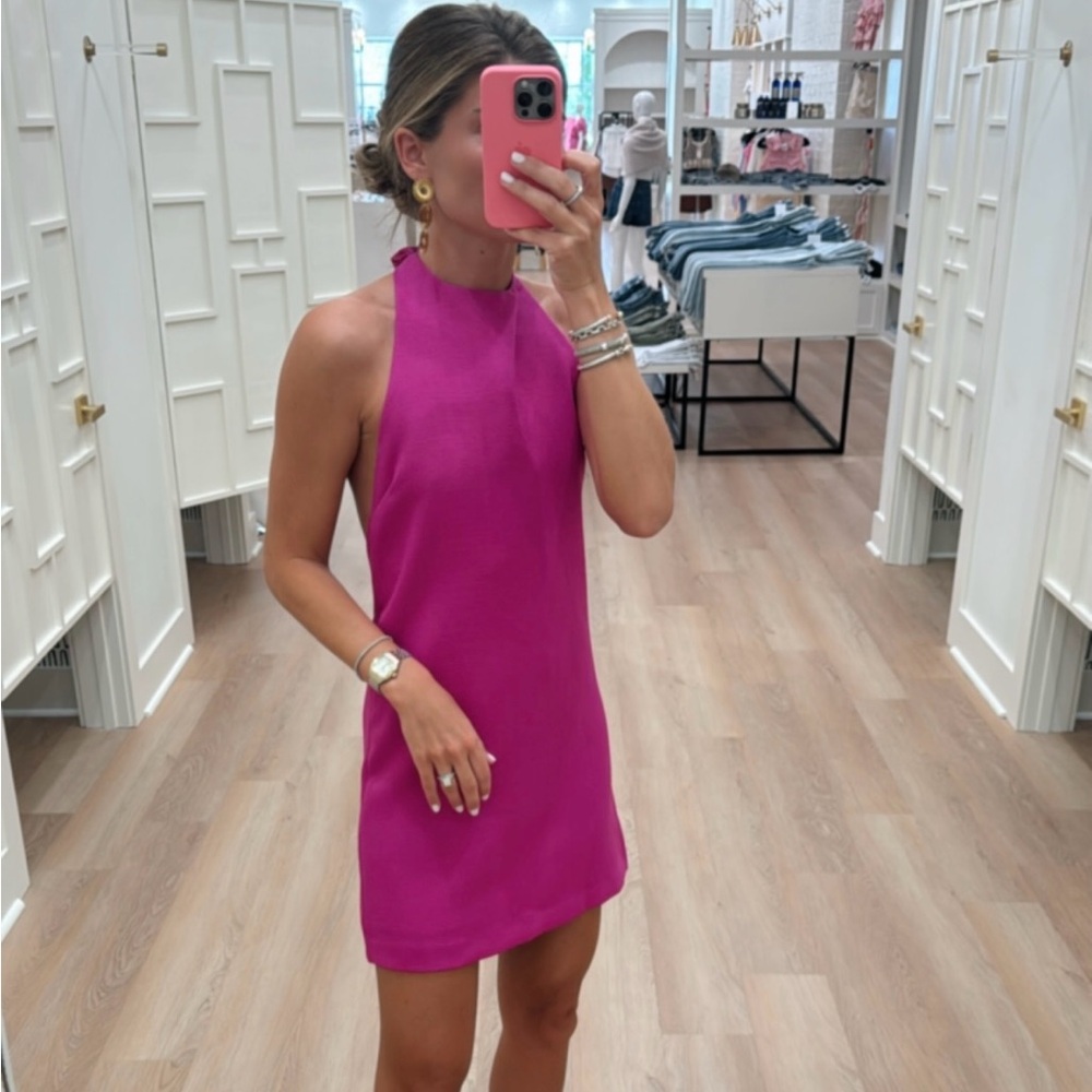 Magenta Bow Halter Dress